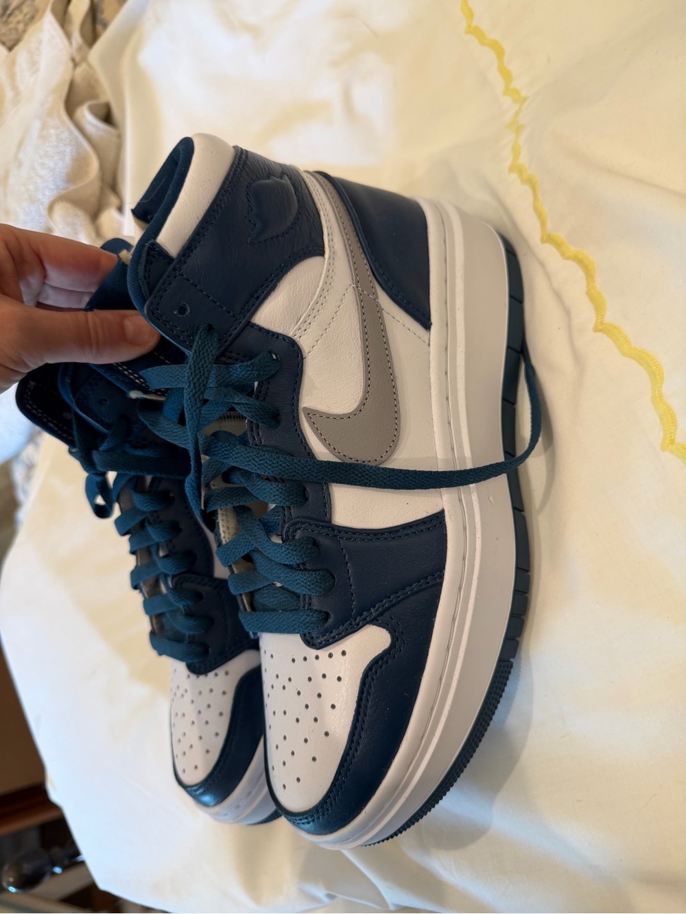 Women’s Air Jordan Elevate 1 High Trainers French Blue with Grey Accents. New